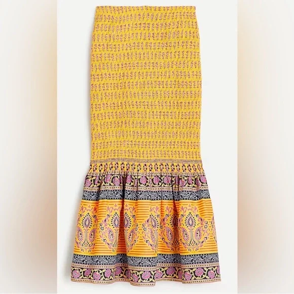 J Crew - Smocked skirt in sunny block print NWT Size 2 - Picture 2 of 10